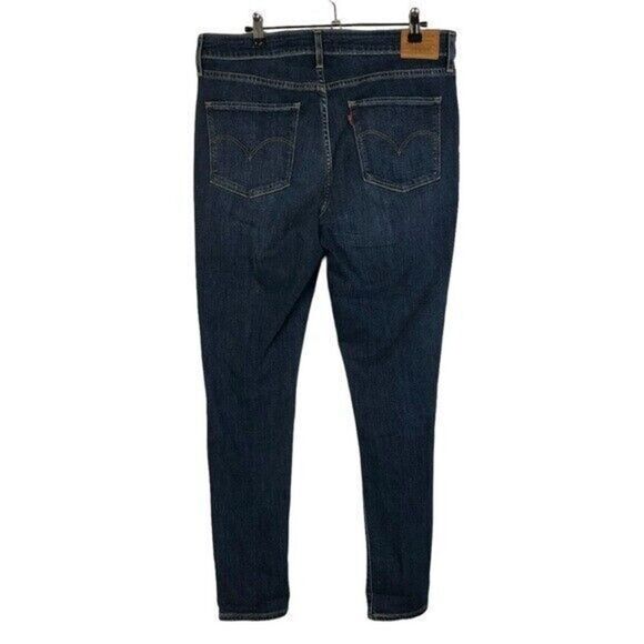 Levi's 721 High Rise Dark Wash Distressed Knee Skinny Jeans 32 - Picture 2 of 4